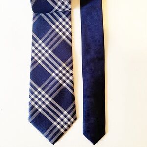 Tommy Hilfiger Tartan Plaid Blue and White Silk Neck Tie Formal Holiday Preppy